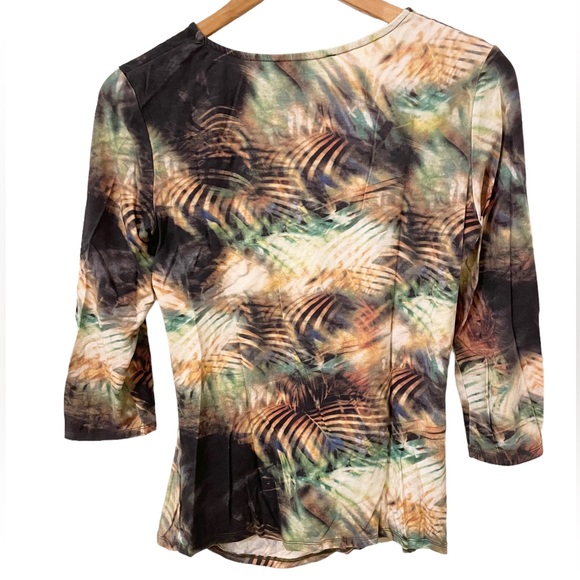 Linea Domani 3/4 sleeve top in earthy tones - Picture 2 of 5